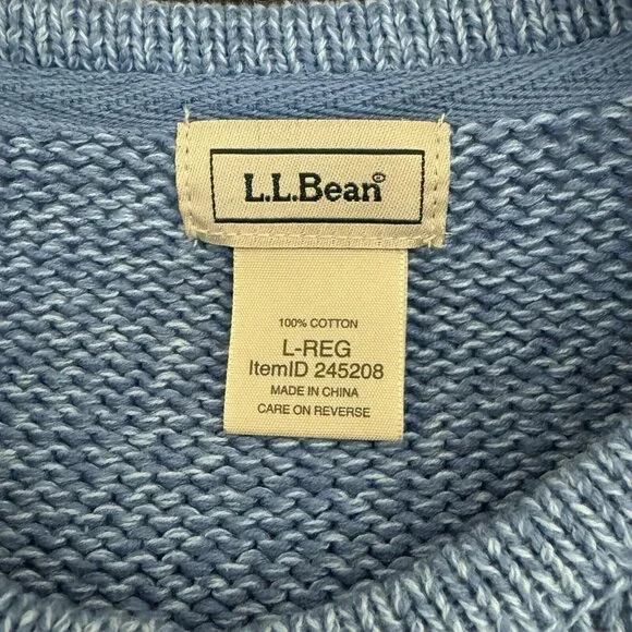 L.L. Bean Cotton Cardigan Sweater Blue Large Mother of Pearl Button EUC - Picture 4 of 9